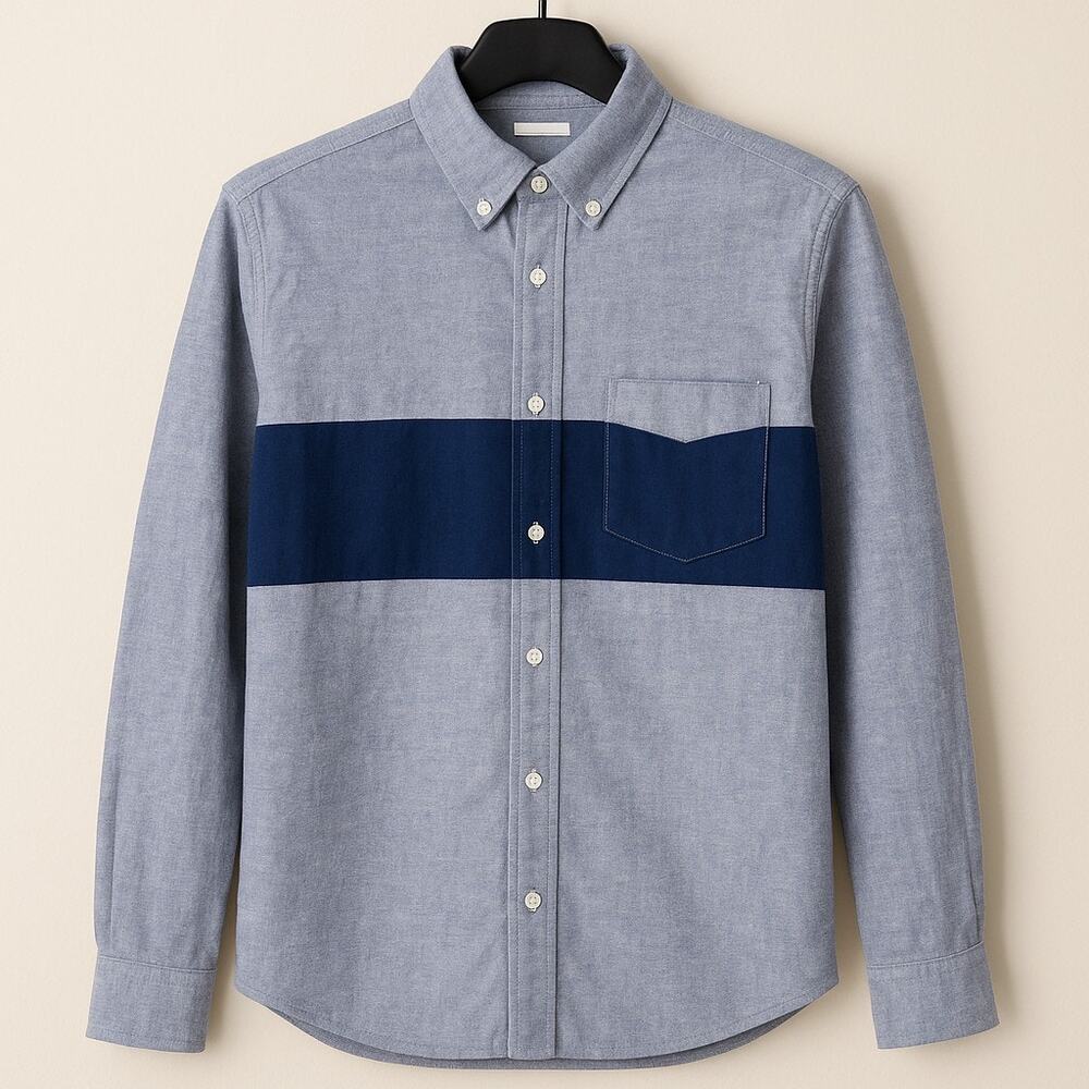 Old Navy Slim Fit Cotton Chambray Button Down Shirt Blue Casual Mens Medium